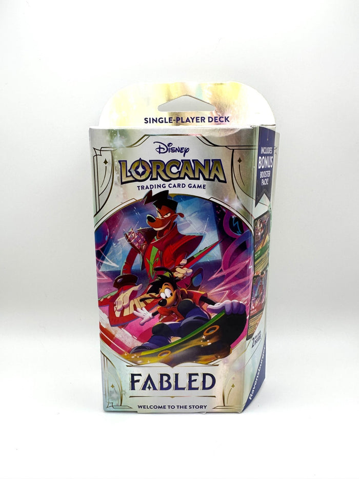 Disney Lorcana Fabled starter deck, Max Goof and Powerline, Emerald/Ruby, factory sealed